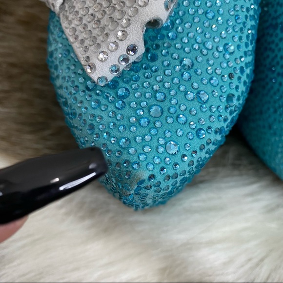 Herstar Limited Edition Tiffany Blue Crystal Embellished Platform Stilettos 10 - Picture 12 of 16